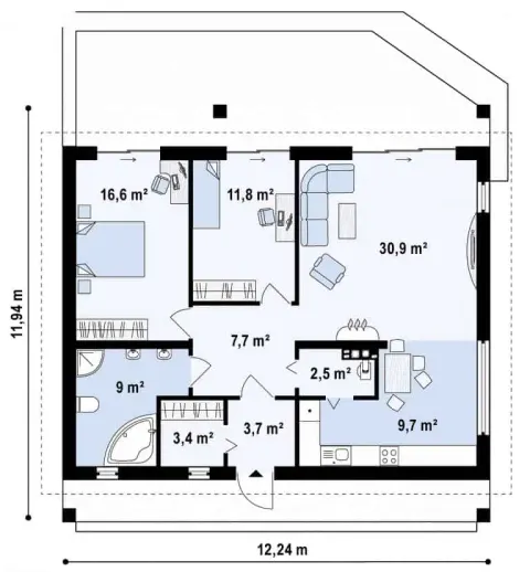 Montažna kuća Q 670, 100 m², Partas
