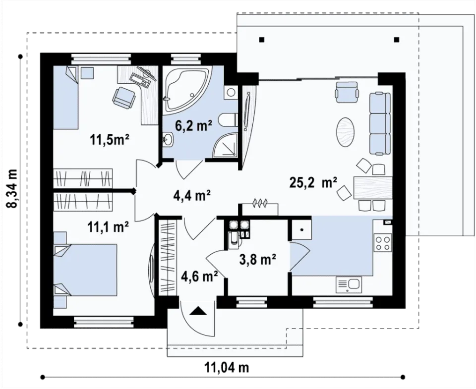 Montažna kuća Q 715, 100 m², Partas
