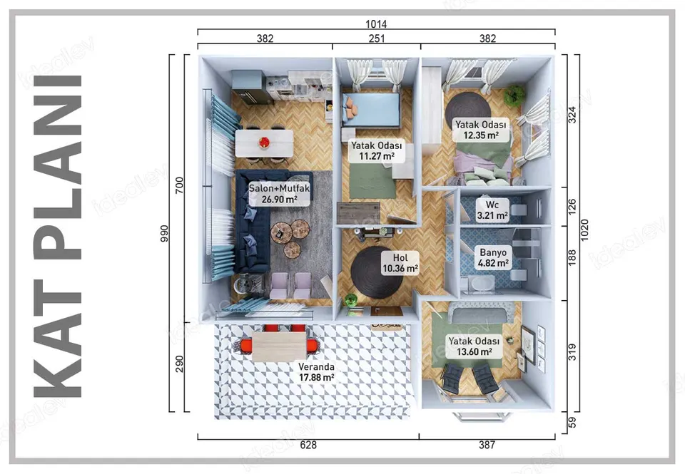 Montažna kuća Супер Кампања 98 м2 3+1 Монтажна Куќа, 98 m², Prefabrik Evim (Мојата монтажна куќа)