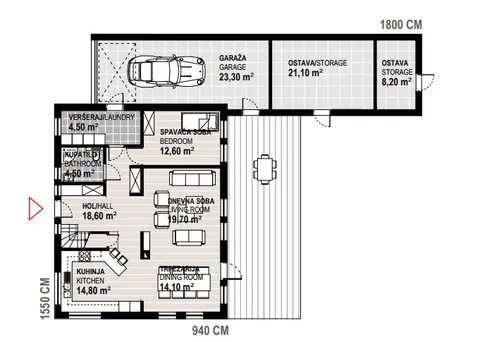 Osnova montažne kuće A&A House, 278 m², Promo d.o.o.