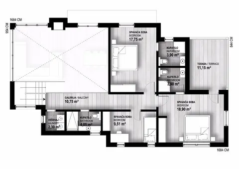 Osnova montažne kuće Lavanda, 235 m², Promo d.o.o.