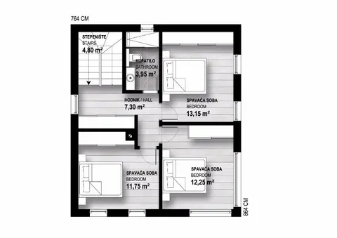 Osnova montažne kuće Nox, 128 m², Promo d.o.o.