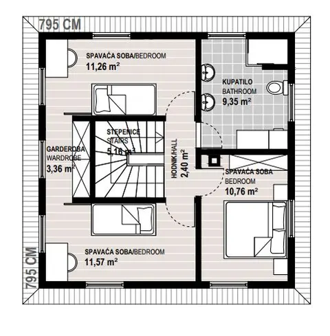 Osnova montažne kuće Promo 143, 143 m², Promo d.o.o.