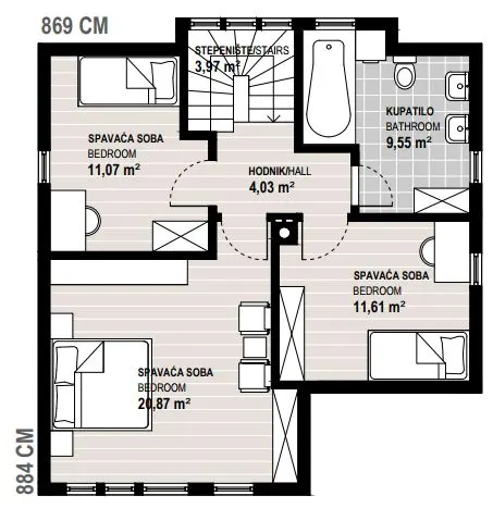 Osnova montažne kuće Promo 145, 145 m², Promo d.o.o.