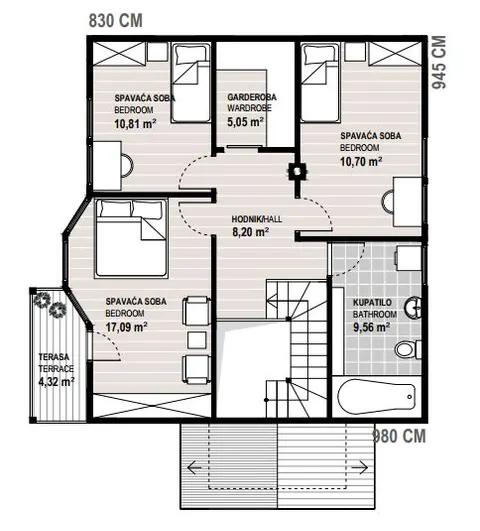 Osnova montažne kuće Promo 169, 169 m², Promo d.o.o.