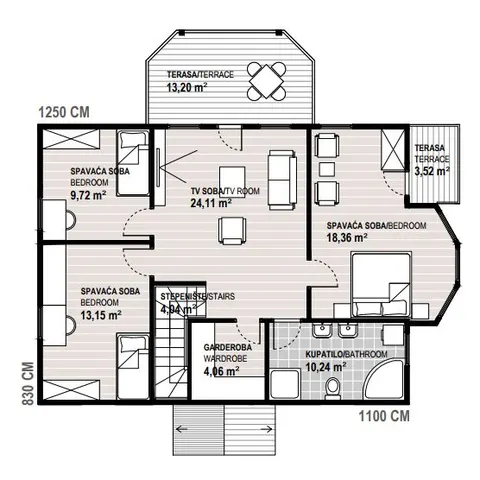 Osnova montažne kuće Promo 200, 200 m², Promo d.o.o.
