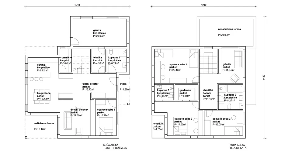 Osnova montažne kuće Alexa, 100 m², Radman Homes