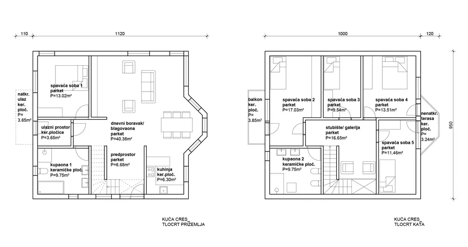 Osnova montažne kuće Cres, 100 m², Radman Homes