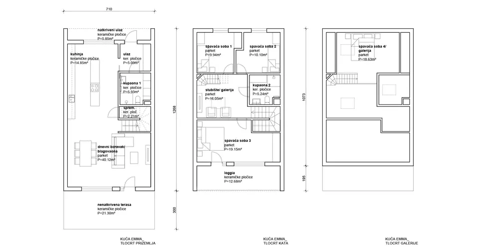 Osnova montažne kuće Emma, 100 m², Radman Homes