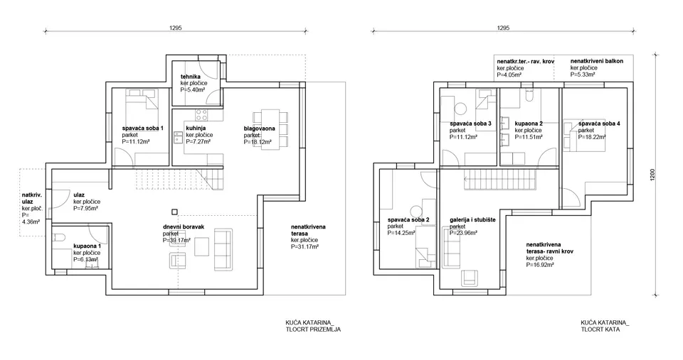 Osnova montažne kuće Katarina, 100 m², Radman Homes