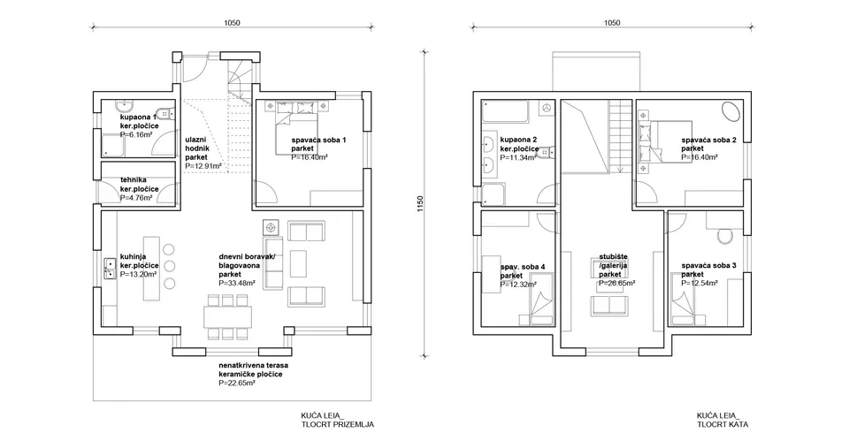 Osnova montažne kuće Leia, 100 m², Radman Homes