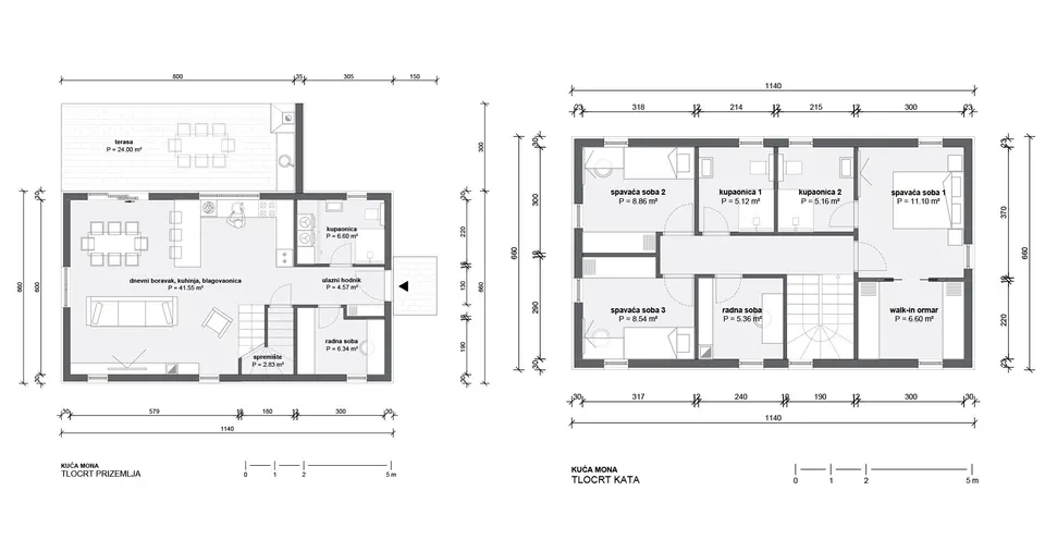 Osnova montažne kuće Mona, 100 m², Radman Homes