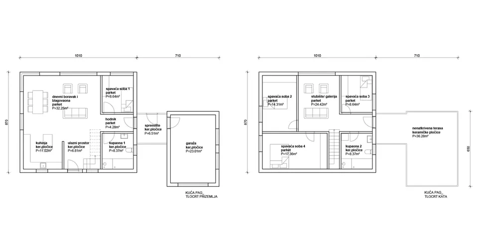 Osnova montažne kuće Pag, 100 m², Radman Homes