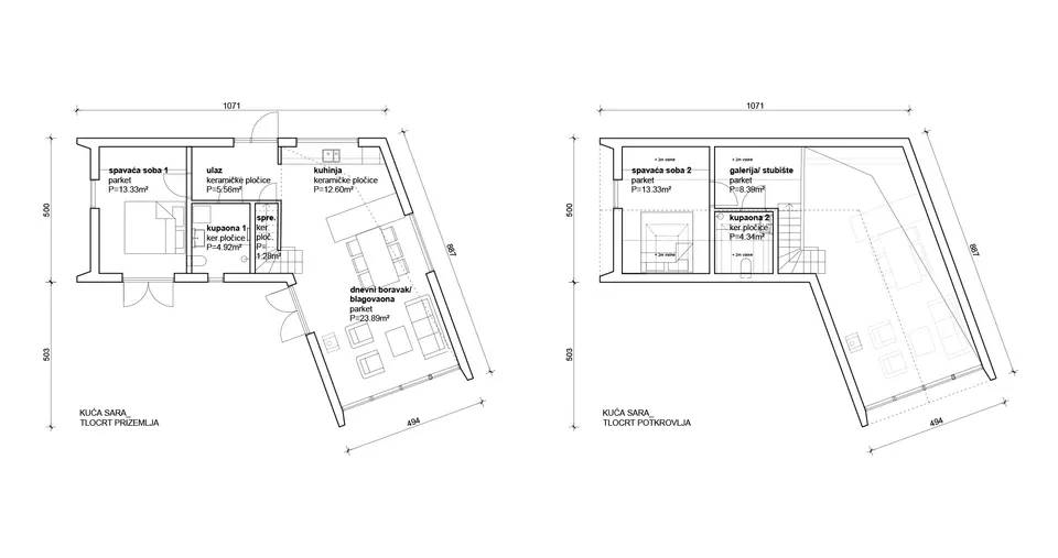 Osnova montažne kuće Sara, 100 m², Radman Homes