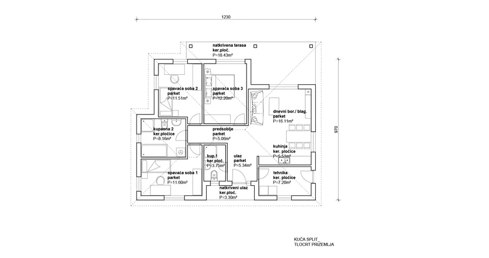 Osnova montažne kuće Split, 100 m², Radman Homes