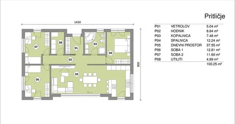 Montažna kuća Hiša 100, 100 m², Rihter