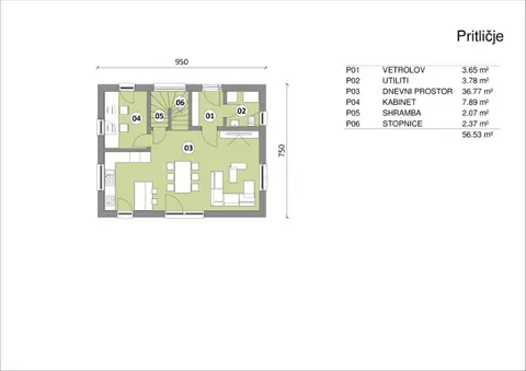 Montažna kuća Hiša 113/2, 113 m², Rihter
