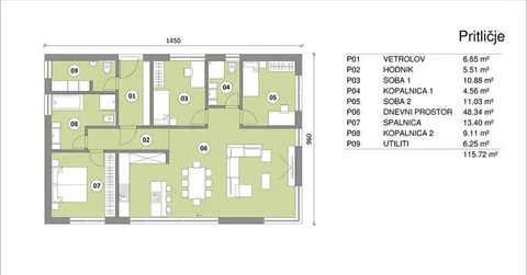 Montažna kuća Hiša 116/1, 116 m², Rihter
