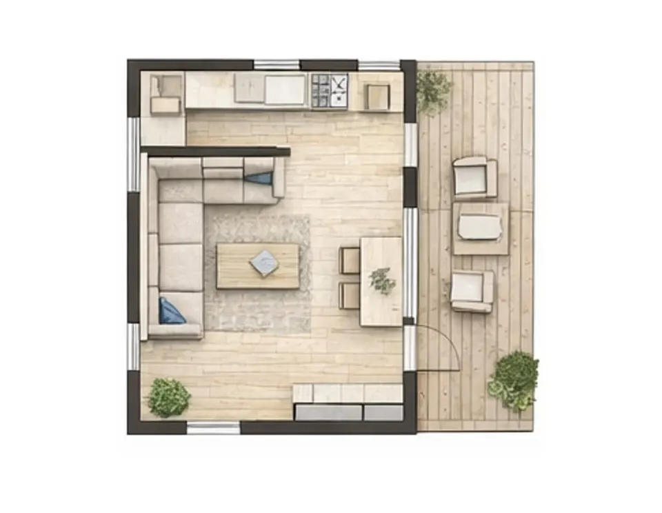 Osnova montažne kuće Dvoiposobna kuća 02, 72 m², SIP Gradnja