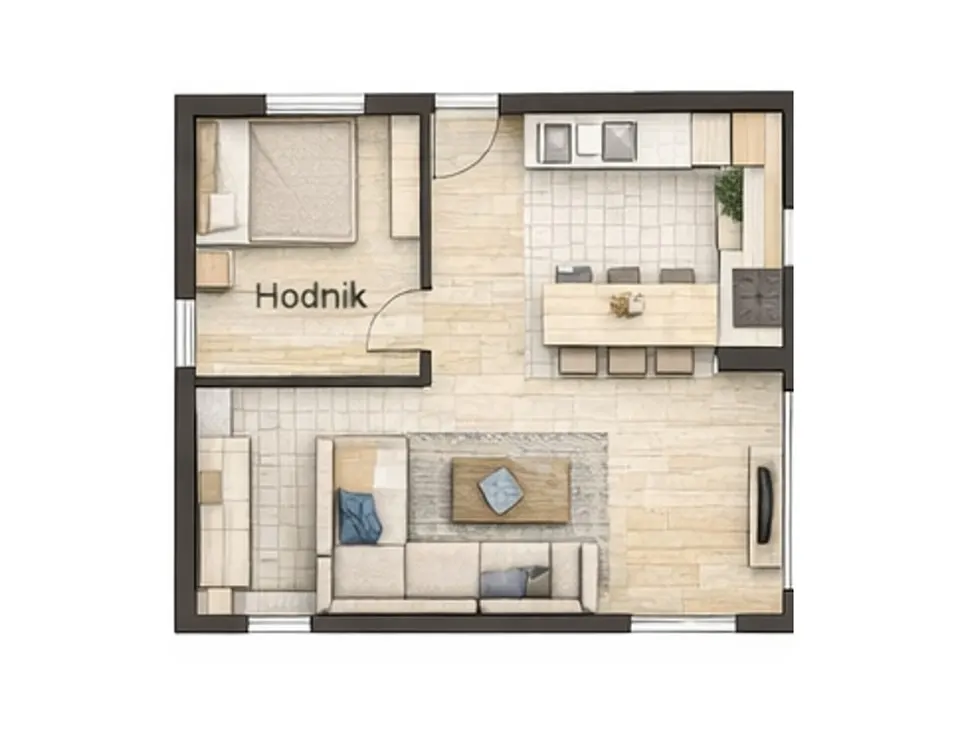 Osnova montažne kuće Dvoiposobna kuća 04, 78 m², SIP Gradnja