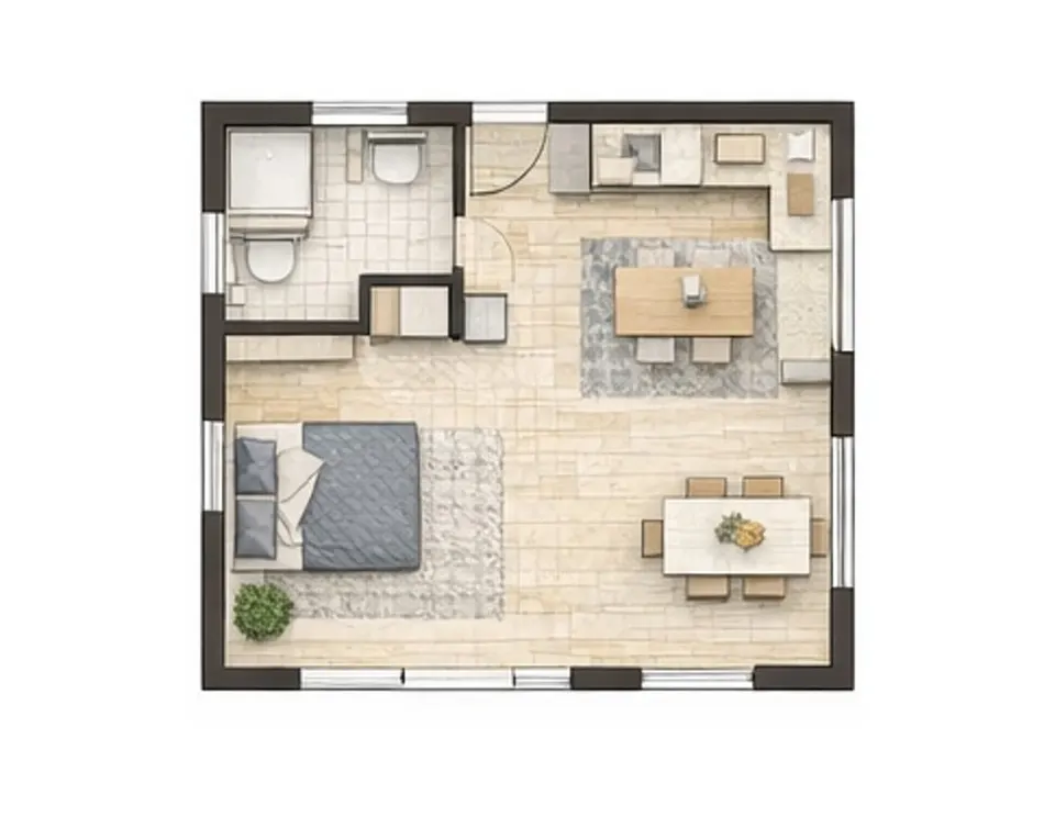 Osnova montažne kuće Dvoiposobna kuća 05, 80 m², SIP Gradnja