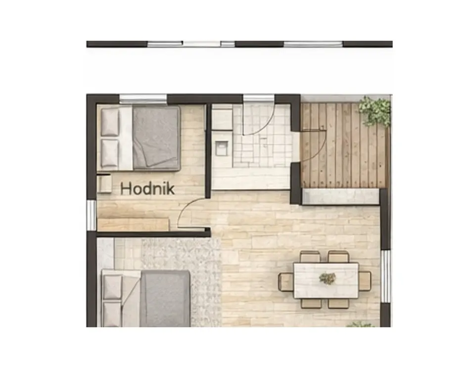 Osnova montažne kuće Dvoiposobna kuća 10, 76 m², SIP Gradnja