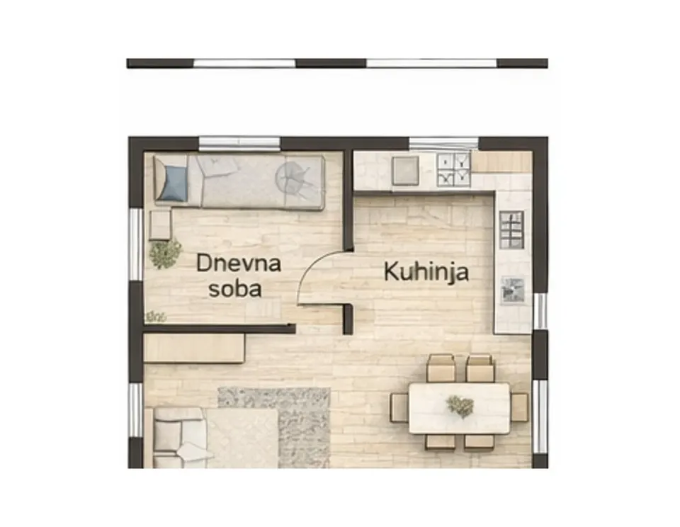 Osnova montažne kuće Dvoiposobna kuća 11, 70 m², SIP Gradnja