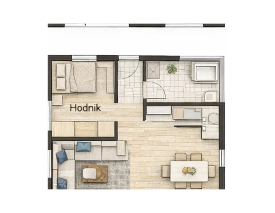 Osnova montažne kuće Dvoiposobna kuća 12, 79 m², SIP Gradnja