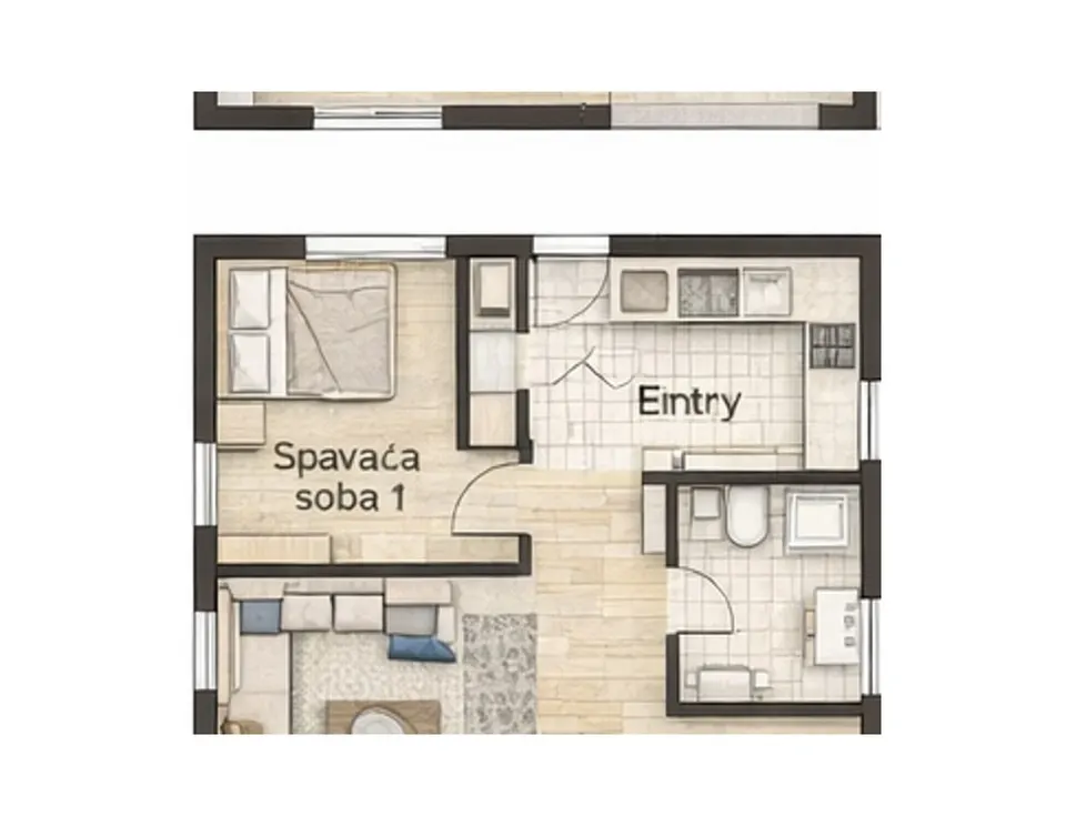 Osnova montažne kuće Dvoiposobna kuća 13, 73 m², SIP Gradnja