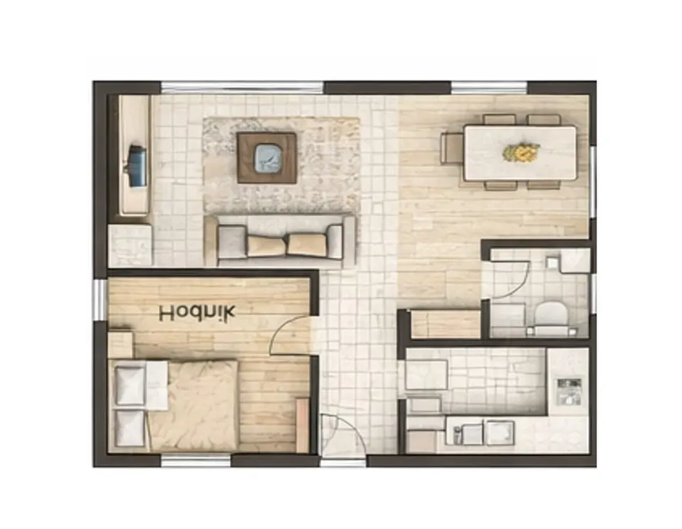 Osnova montažne kuće Dvoiposobna kuća 16, 71 m², SIP Gradnja