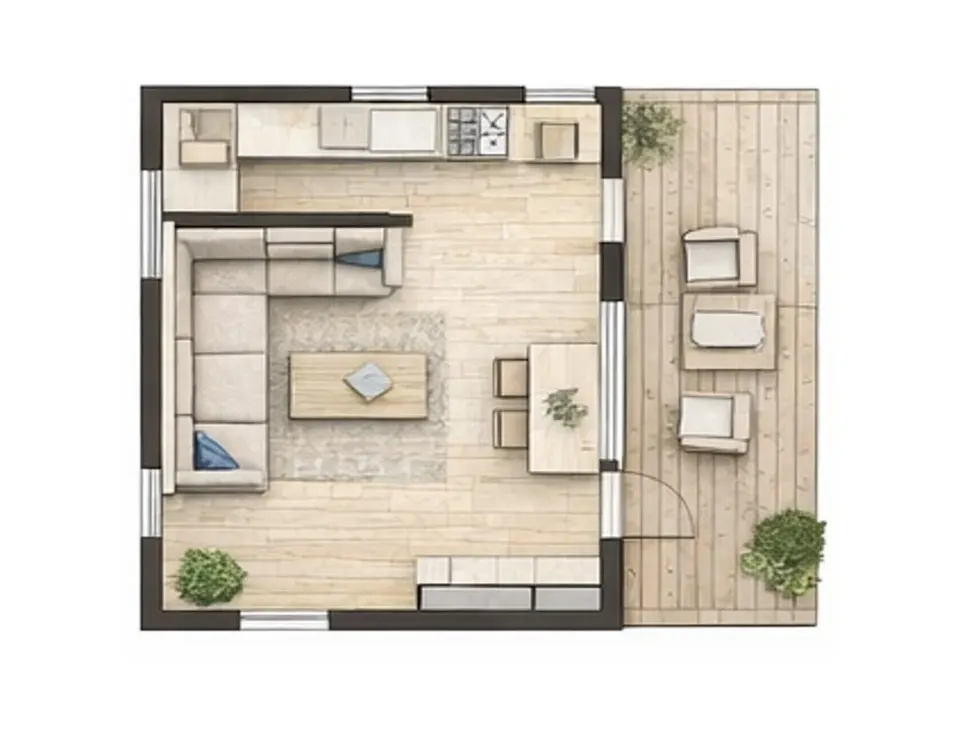 Osnova montažne kuće Dvoiposobna kuća 17, 75 m², SIP Gradnja