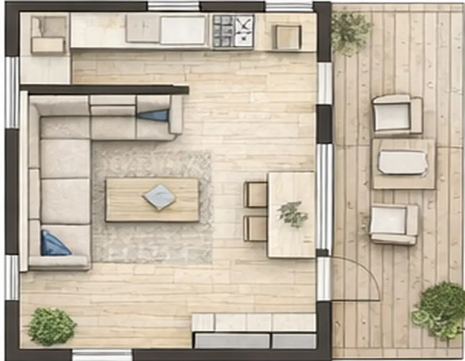 Osnova montažne kuće Jednoiposobna kuća 02, 55 m², SIP Gradnja