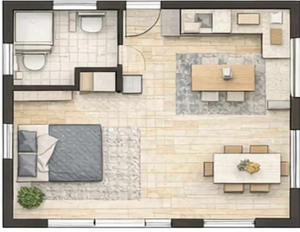 Osnova montažne kuće Jednoiposobna kuća 05, 63 m², SIP Gradnja