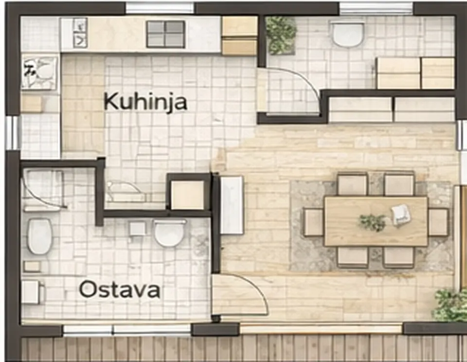 Osnova montažne kuće Jednoiposobna kuća 06, 57 m², SIP Gradnja
