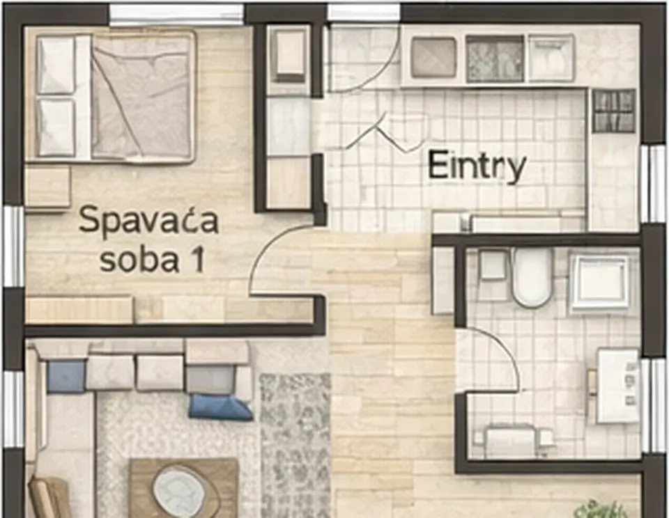 Osnova montažne kuće Jednoiposobna kuća 13, 53 m², SIP Gradnja