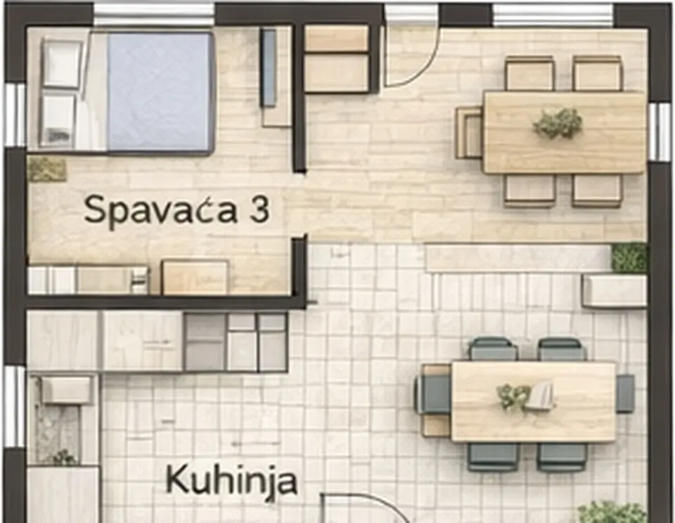 Osnova montažne kuće Jednoiposobna kuća 14, 58 m², SIP Gradnja