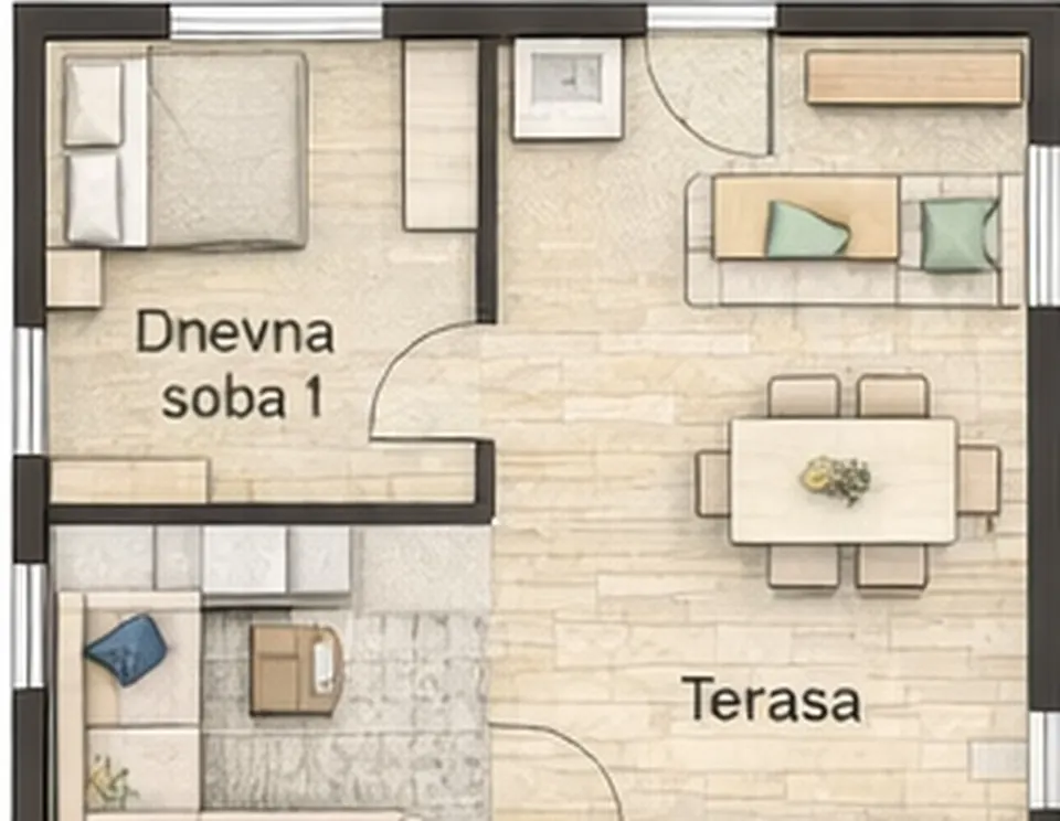 Osnova montažne kuće Jednoiposobna kuća 15, 60 m², SIP Gradnja