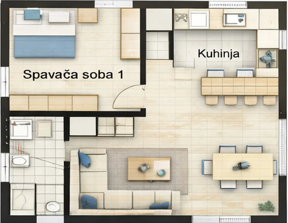 Osnova montažne kuće Jednoiposobna kuća 16, 55 m², SIP Gradnja