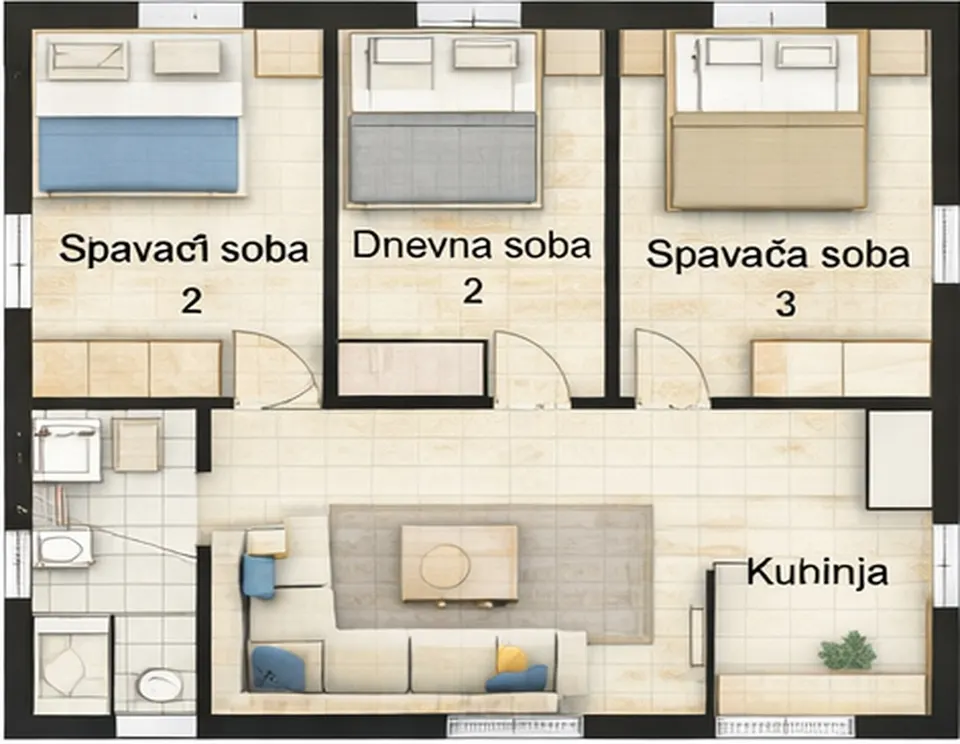 Osnova montažne kuće Jednoiposobna kuća 17, 63 m², SIP Gradnja