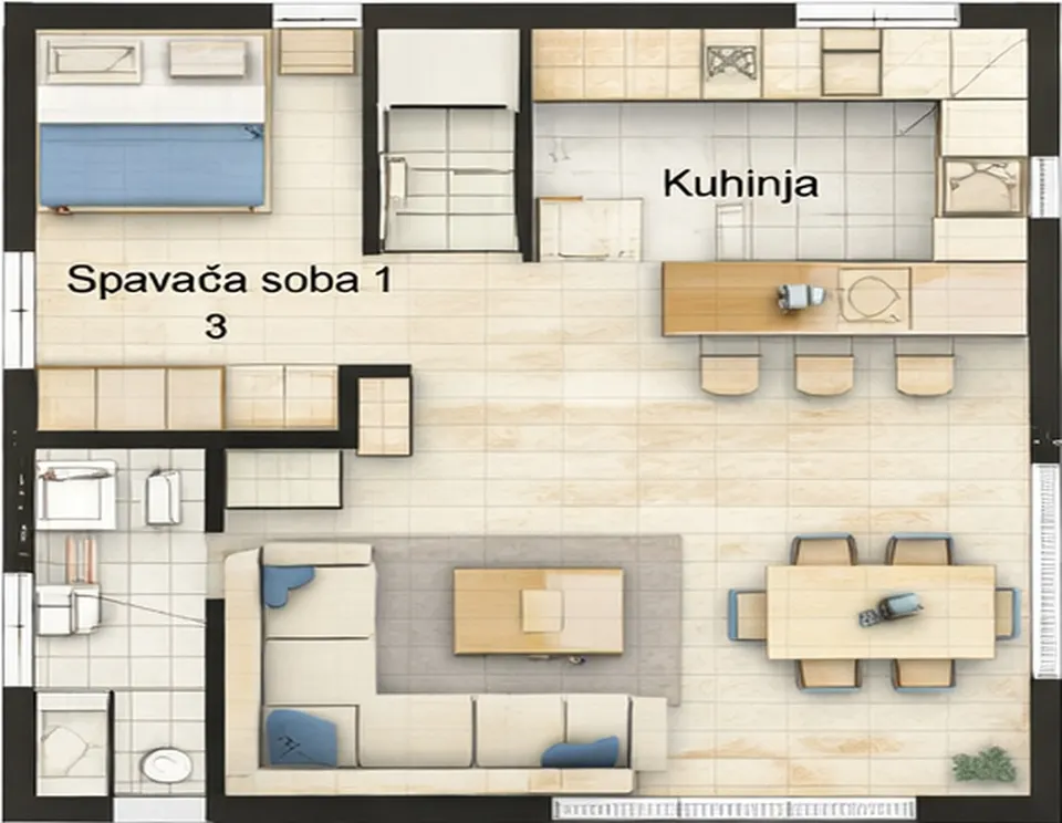 Osnova montažne kuće Jednoiposobna kuća 19, 59 m², SIP Gradnja