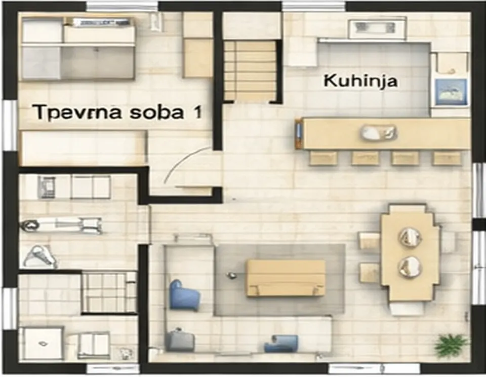 Osnova montažne kuće Troiposobna kuća 02, 96 m², SIP Gradnja