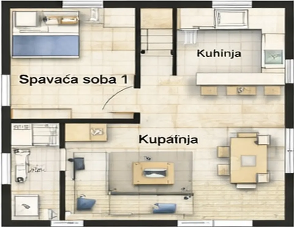 Osnova montažne kuće Troiposobna kuća 05, 110 m², SIP Gradnja