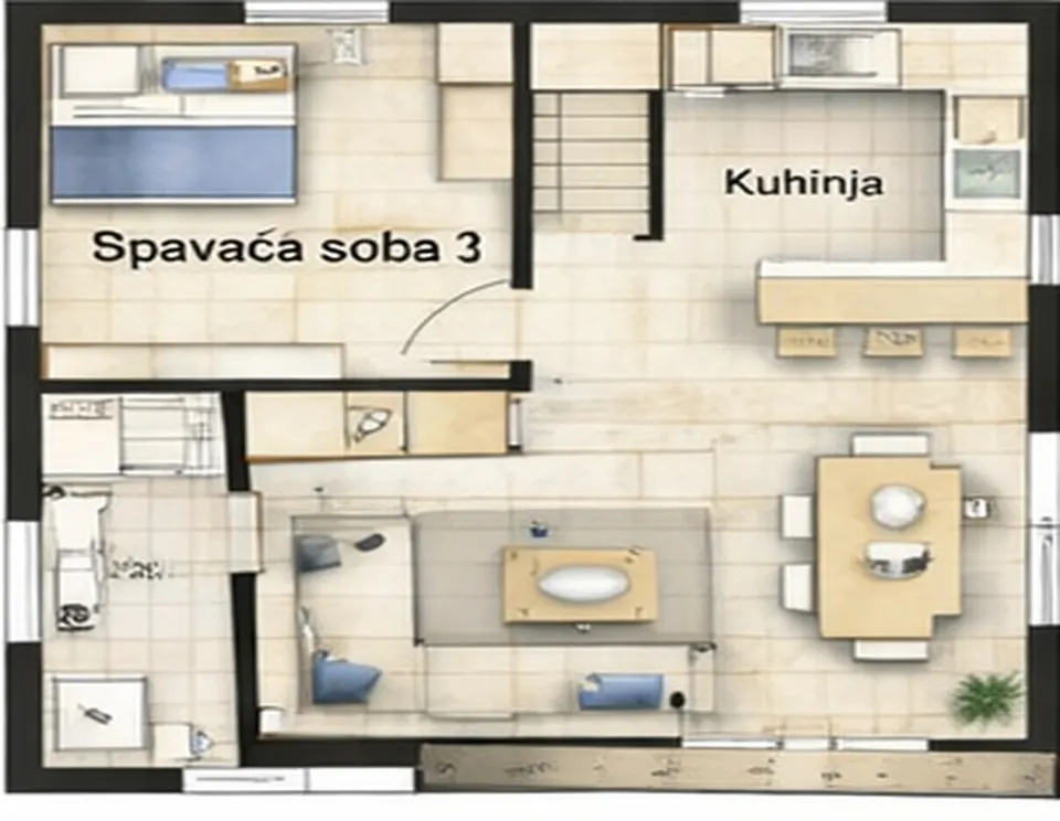 Osnova montažne kuće Troiposobna kuća 08, 108 m², SIP Gradnja