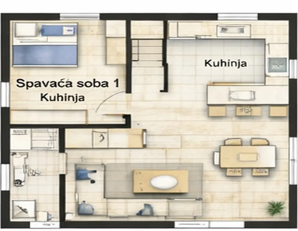 Osnova montažne kuće Troiposobna kuća 10, 99 m², SIP Gradnja