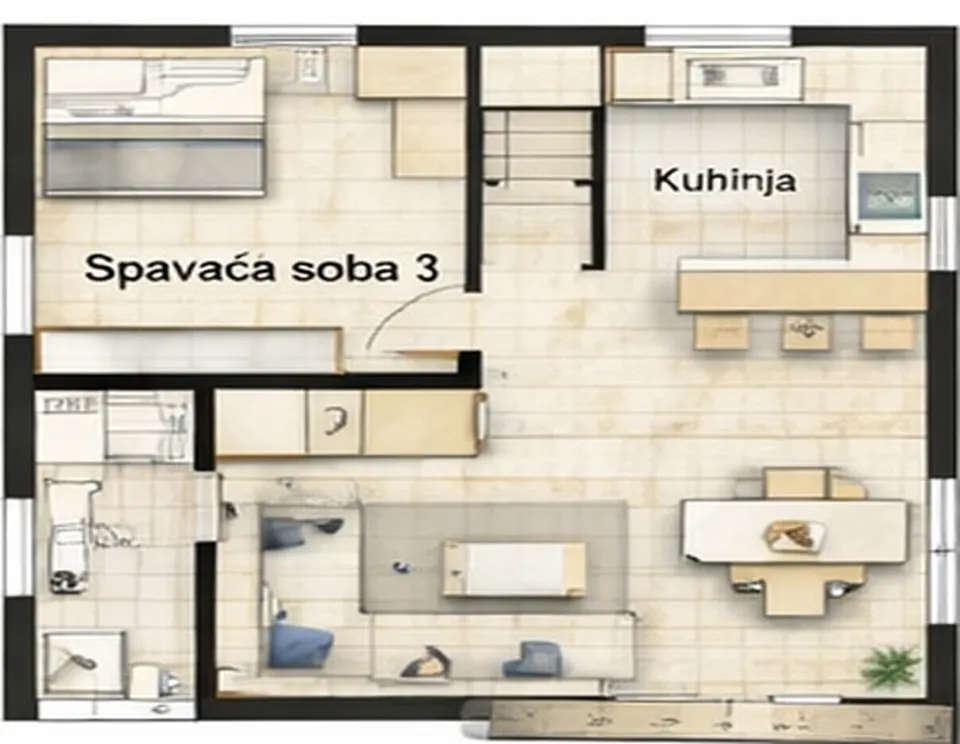 Osnova montažne kuće Troiposobna kuća 11, 103 m², SIP Gradnja