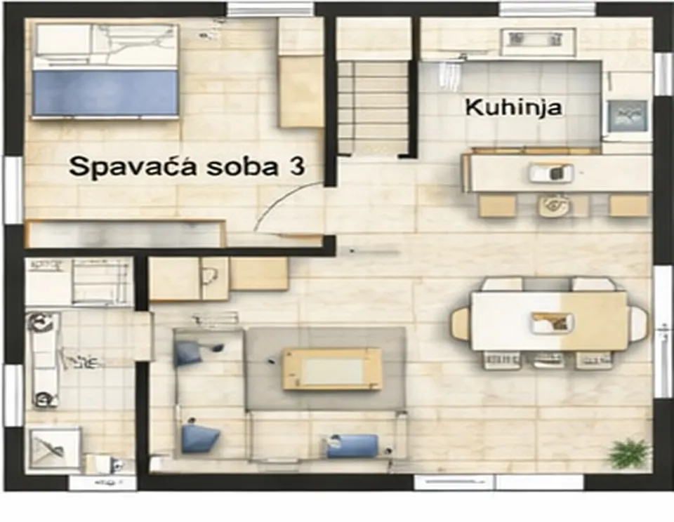 Osnova montažne kuće Troiposobna kuća 12, 115 m², SIP Gradnja