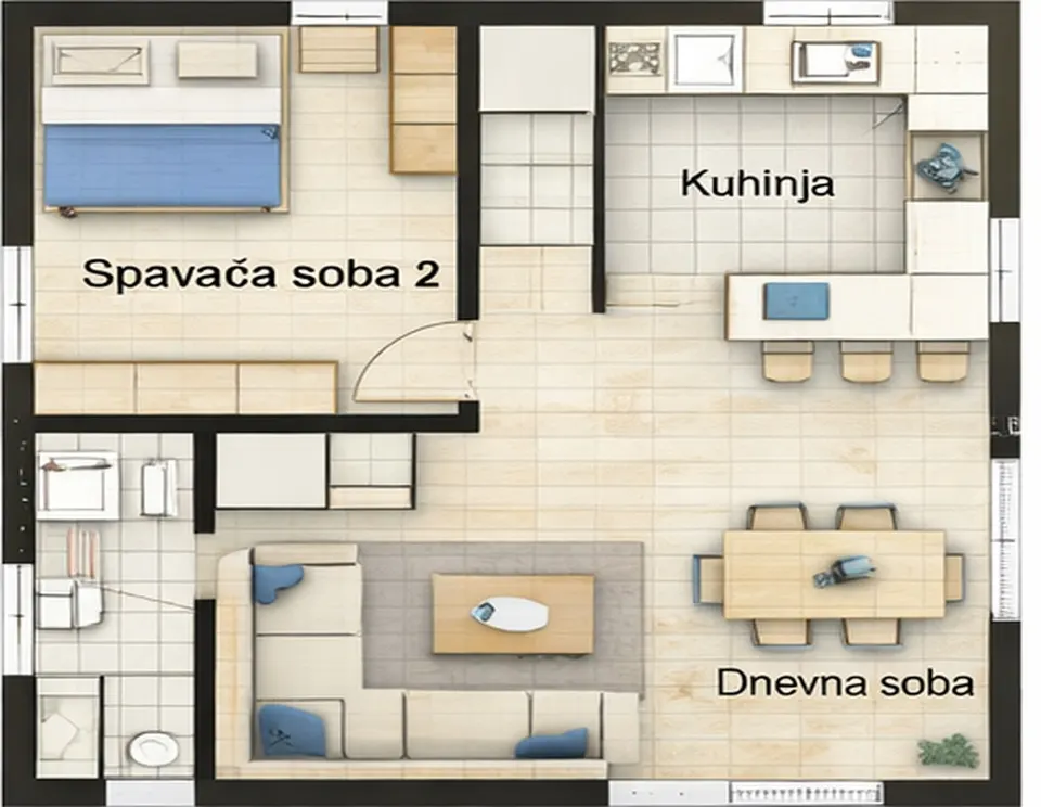 Osnova montažne kuće Troiposobna kuća 18, 114 m², SIP Gradnja