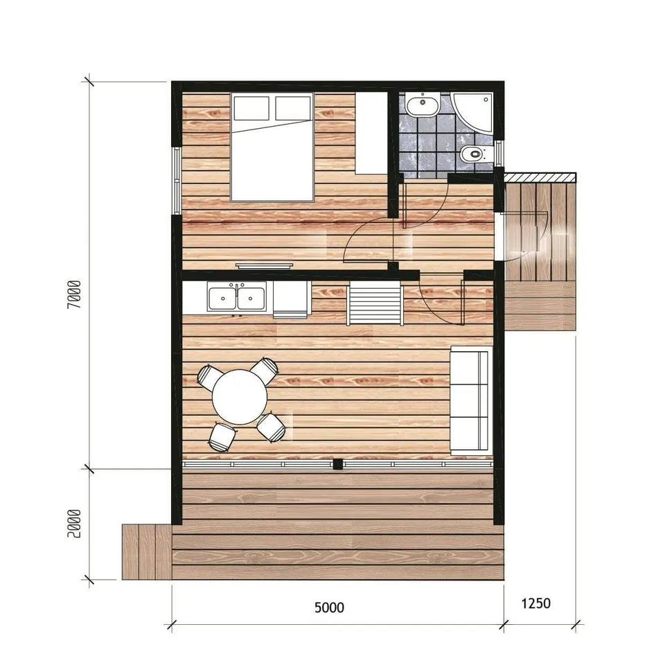 Montažna kuća Barnhause, 40 m², Sipline