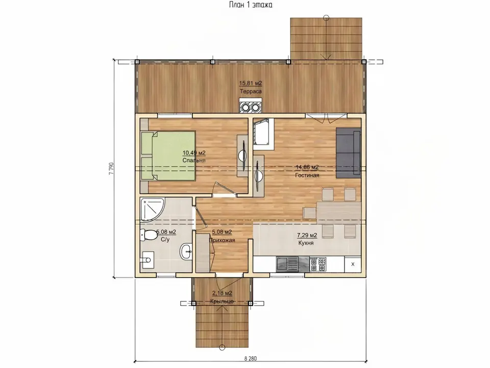 Montažna kuća Domovina, 40 m², Sipline
