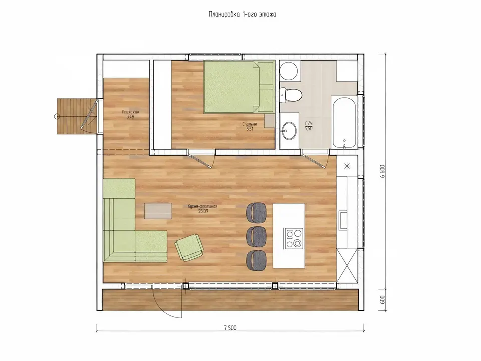 Montažna kuća KucaKub, 40 m², Sipline